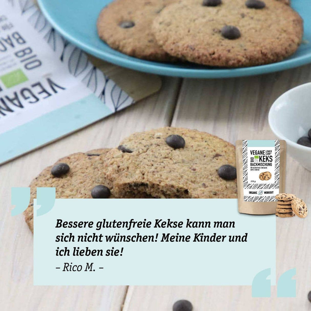 Preparato per biscotti vegani a basso contenuto di carboidrati* biologico per biscotti con gocce di cioccolato senza glutine: 1°