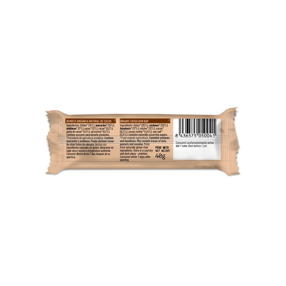 BARRETA RAW CACAO BIO | 40 GR