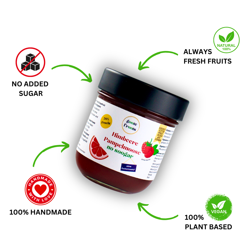 Crema spalmabile alla frutta senza zucchero Lampone Pompelmo 76% frutta