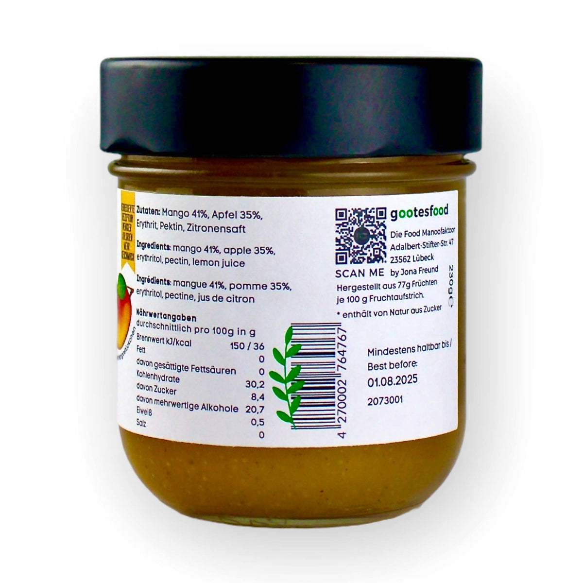 Confettura senza zucchero mango, mela e vaniglia 76% frutta