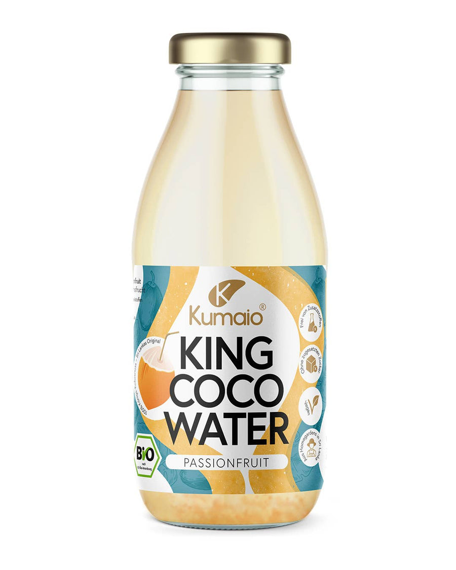 Bio King acqua di cocco al frutto della passione - 350 ml  in bottiglia di vetro
