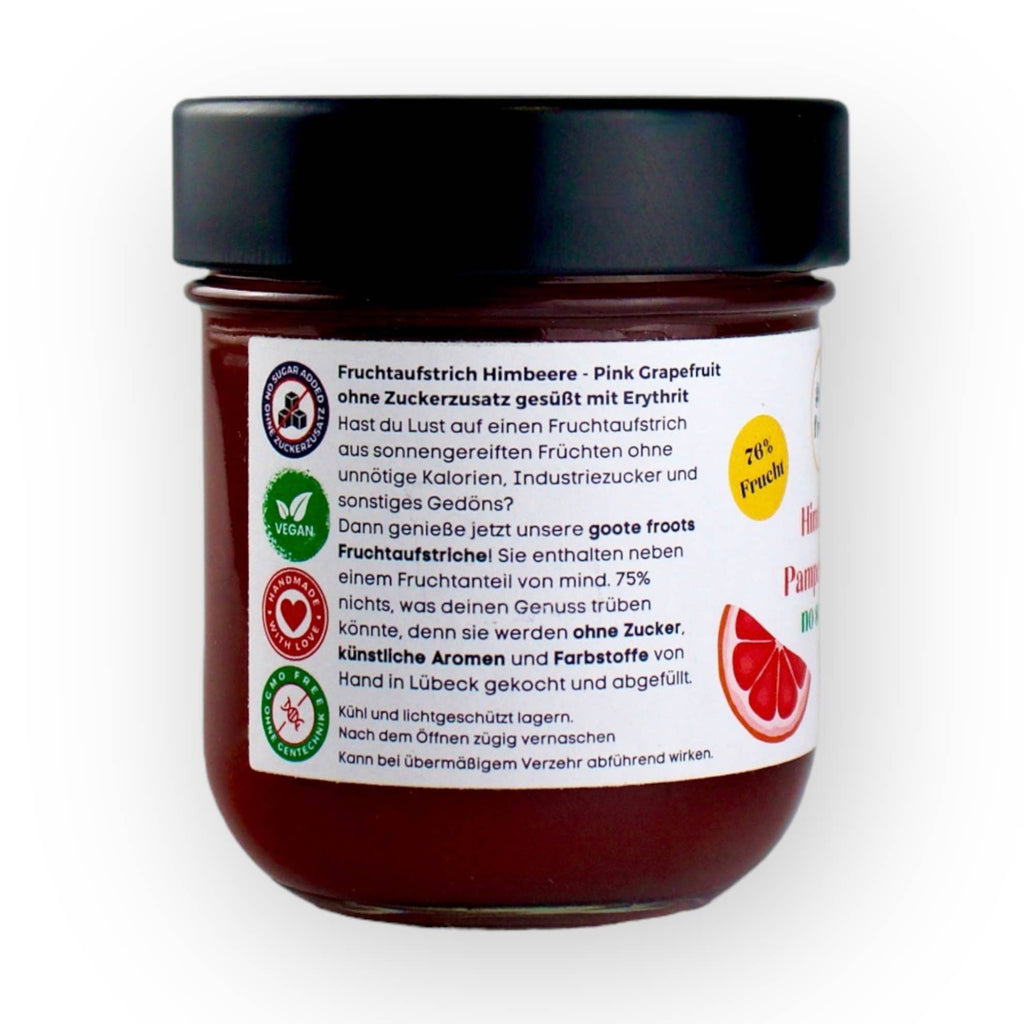 Crema spalmabile alla frutta senza zucchero Lampone Pompelmo 76% frutta