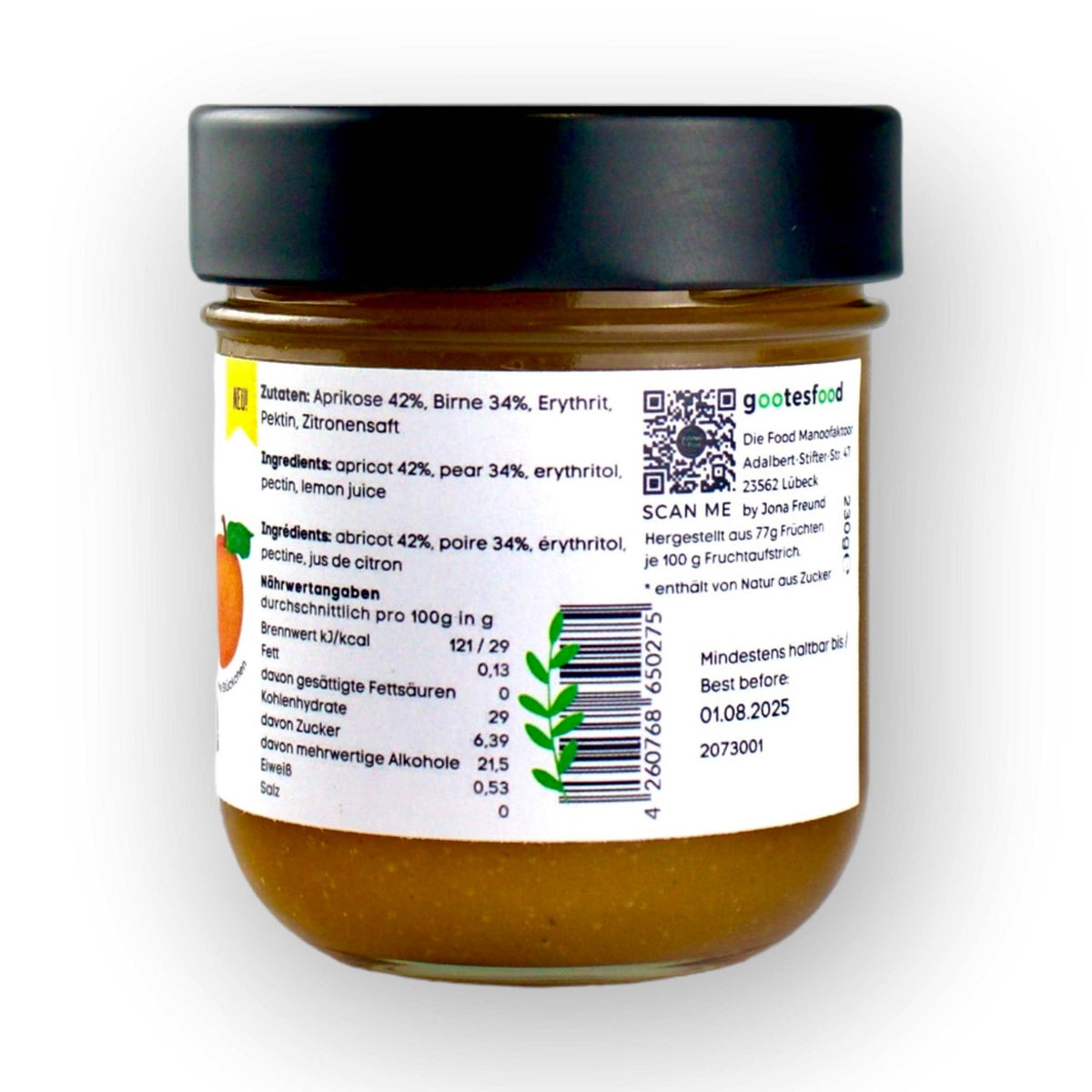 Crema di frutta all'albicocca senza zucchero 77% Frutta