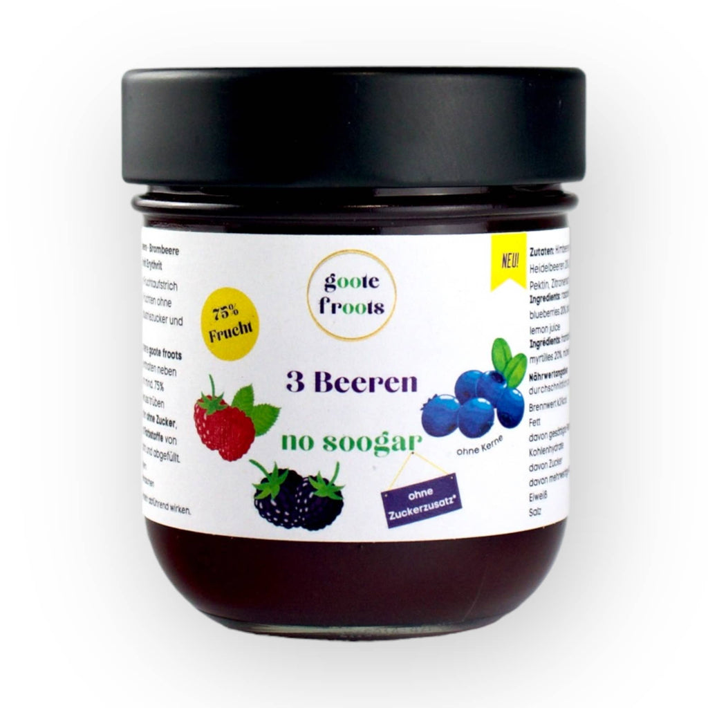 Confettura senza zucchero ai 3 frutti di bosco con 75% di frutta