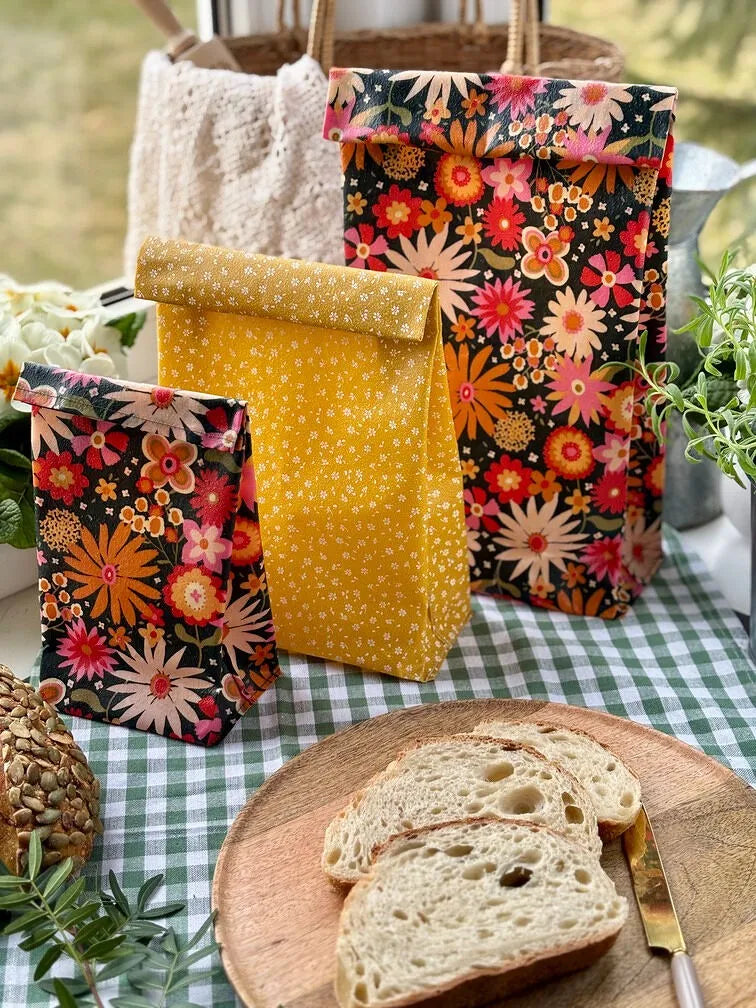 Sacchetti riutilizzabili in cera d'api per pane e verdure