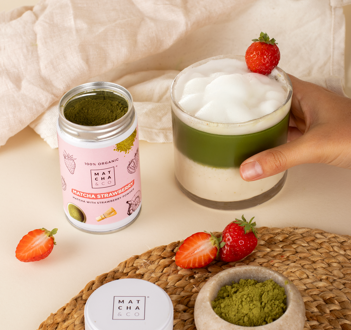 Matcha biologico alla fragola: 30 g