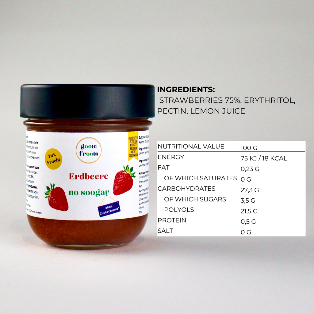 Confettura di fragole con 76% di frutta fresca senza zucchero