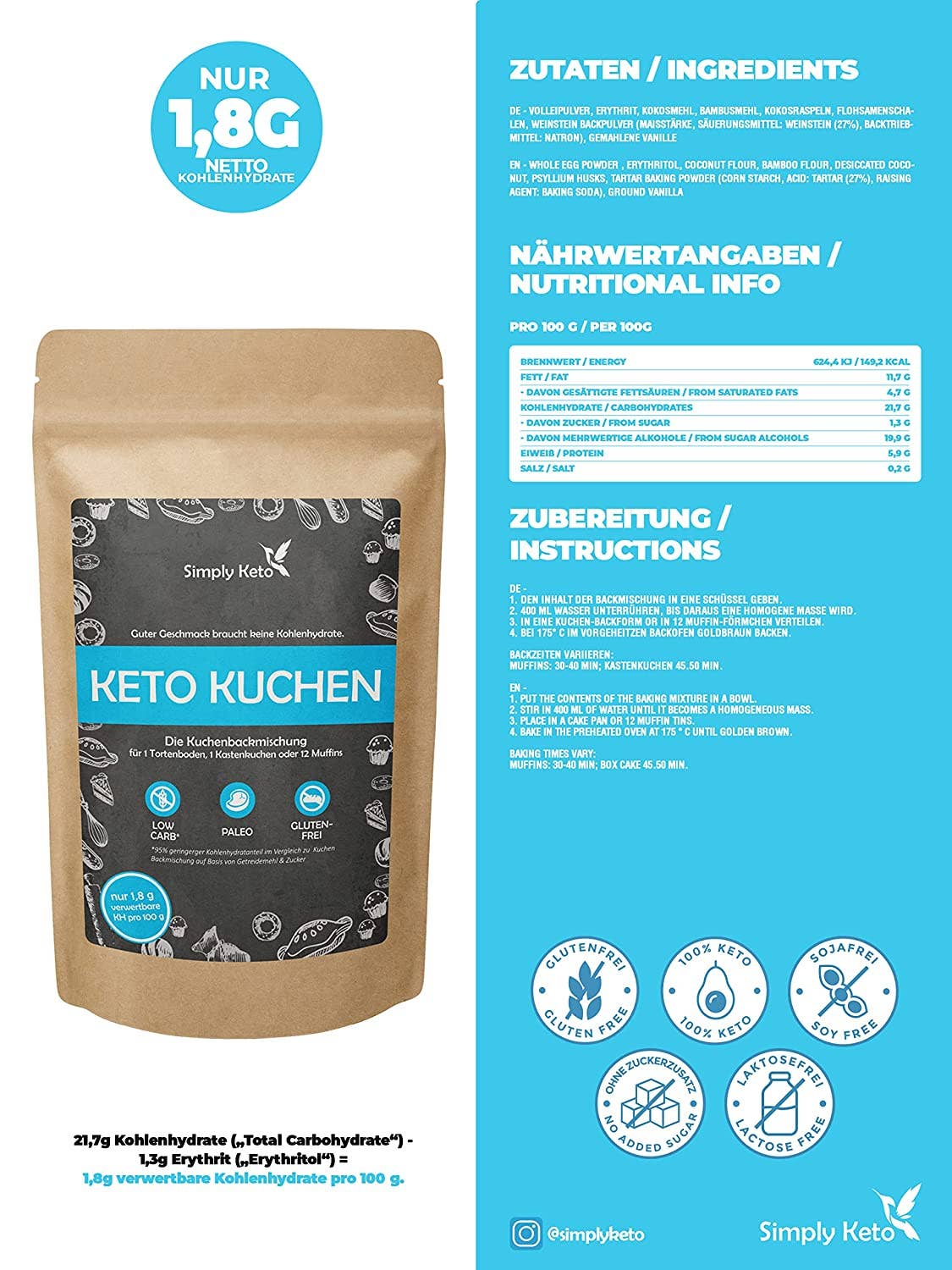 Miscela per torta keto senza zucchero