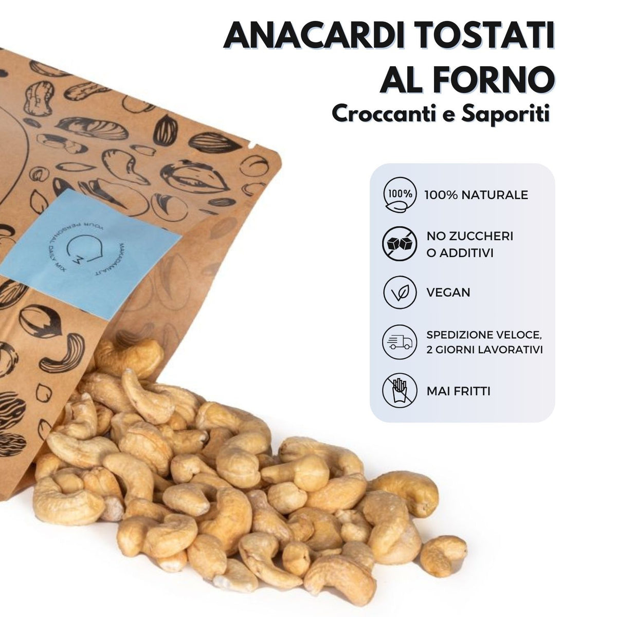 Anacardi Tostati al Forno 230 g Tostato al forno senza sale