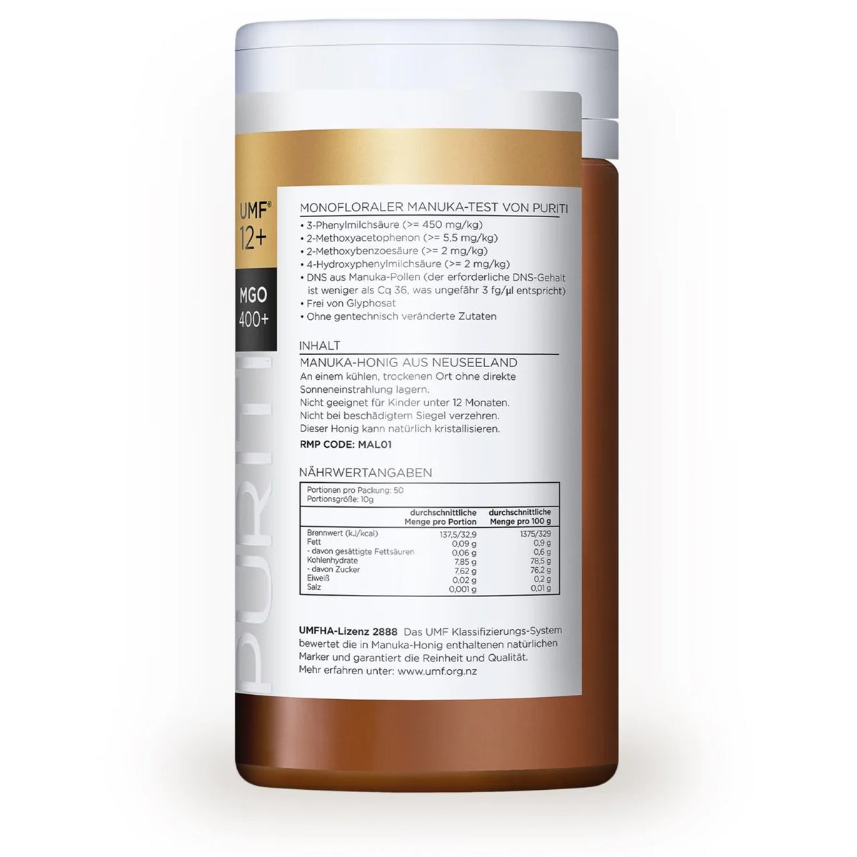 PURITI Miele di Manuka MGO 400+ 500 g dalla Nuova Zelanda