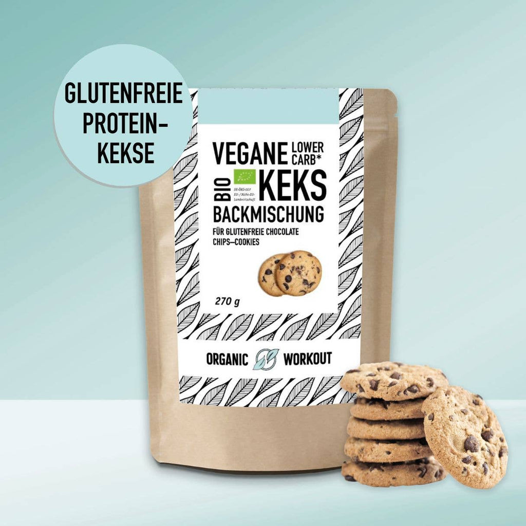 Preparato per biscotti vegani a basso contenuto di carboidrati* biologico per biscotti con gocce di cioccolato senza glutine: 1°