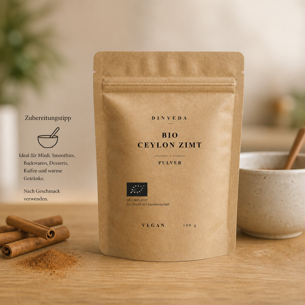 Polvere biologica di cannella di Ceylon  per porridge, cacao e dolci